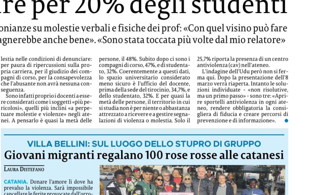 La Sicilia- Giovani migranti regalano 100 rose rosse alle catanesi